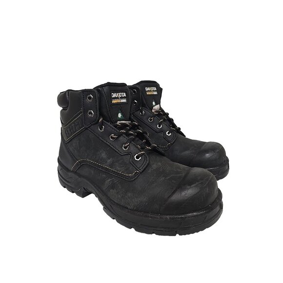 Dakota Men\'s 6\'\' 877 Steel Toe Steel Plate Work Boots Black Leather Size 10M main image 6